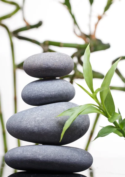 Pedras de massagem com bambu — Fotografia de Stock