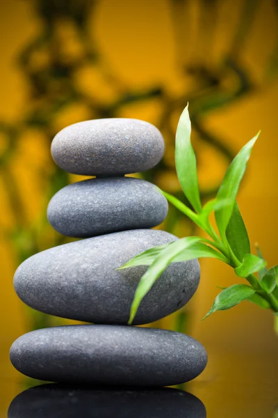 Massage stones with bamboo — Stock Photo, Image