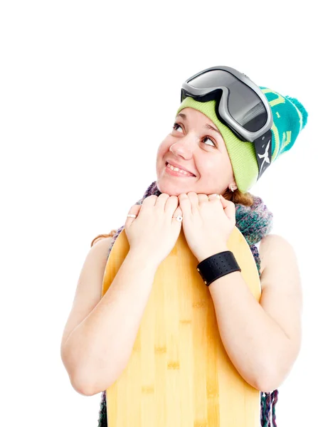 Mujer con snowboard —  Fotos de Stock