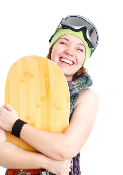 stock image Woman with snowboard