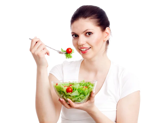 Jeune femme avec salade saine . — Photo