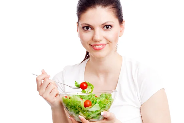 Giovane donna con insalata sana . — Foto Stock