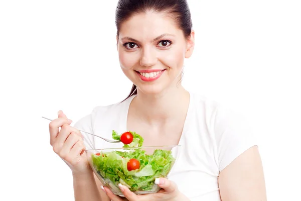 Young woman with healthy salad. — Stock Photo, Image