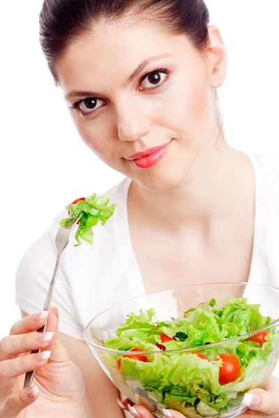 Jonge vrouw met gezonde salade. — Stockfoto