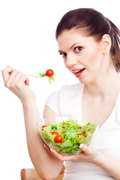 Mladá žena s zdravý salát. — Stock fotografie