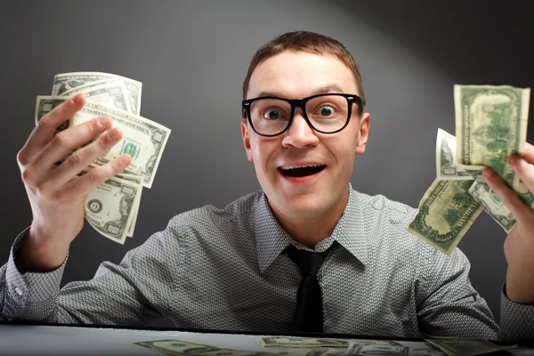 Ευτυχισμένος άνθρωπος με χρήματα — Φωτογραφία Αρχείου