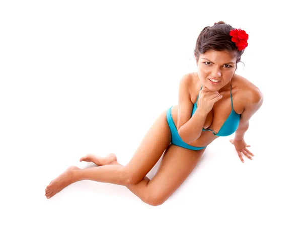 Blauwe bikini — Stockfoto