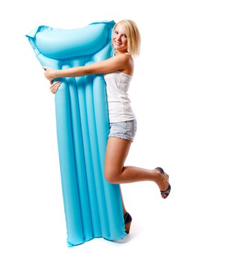 Woman and airbed clipart