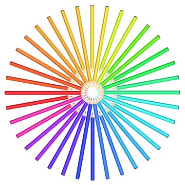 Coloured pencils arranged in a circle. clipart