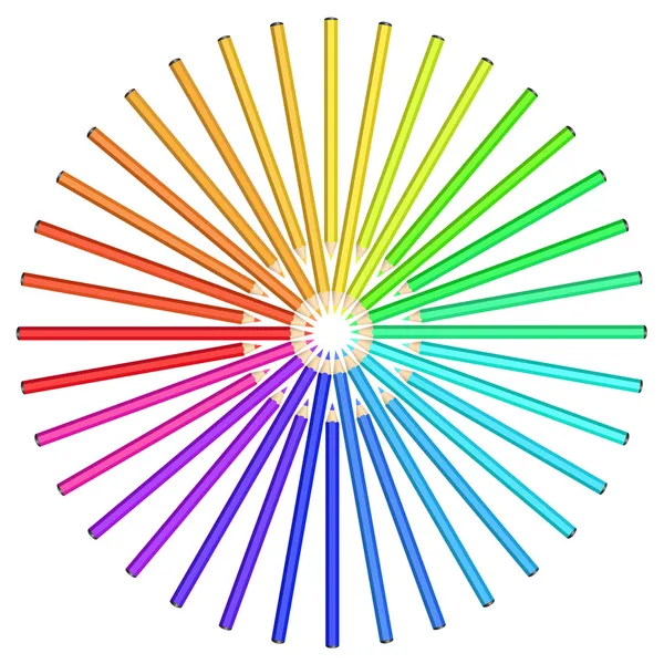 stock vector Coloured pencils arranged in a circle.