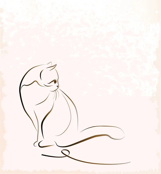 Outline illustration of sitting cat — Stock Vector
