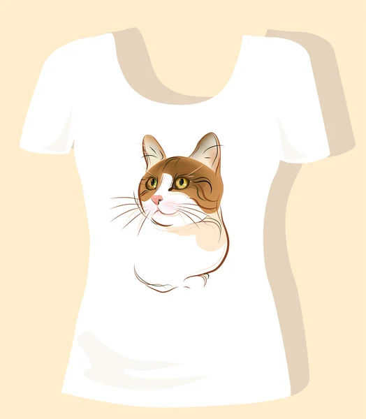 진저 고양이 함께 t-셔츠 디자인 — 스톡 벡터