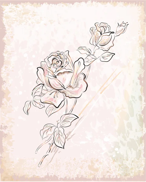 Cartão de saudação vintage com rosas — Vetor de Stock
