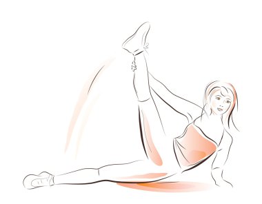 Young girl doing fitness exercise clipart