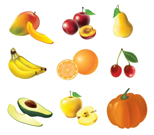 Set groenten en fruit — Stockvector