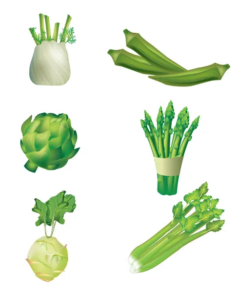 Conjunto de verduras verdes — Vector de stock