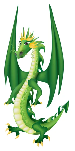 Cartoon green dragon — Stock Vector