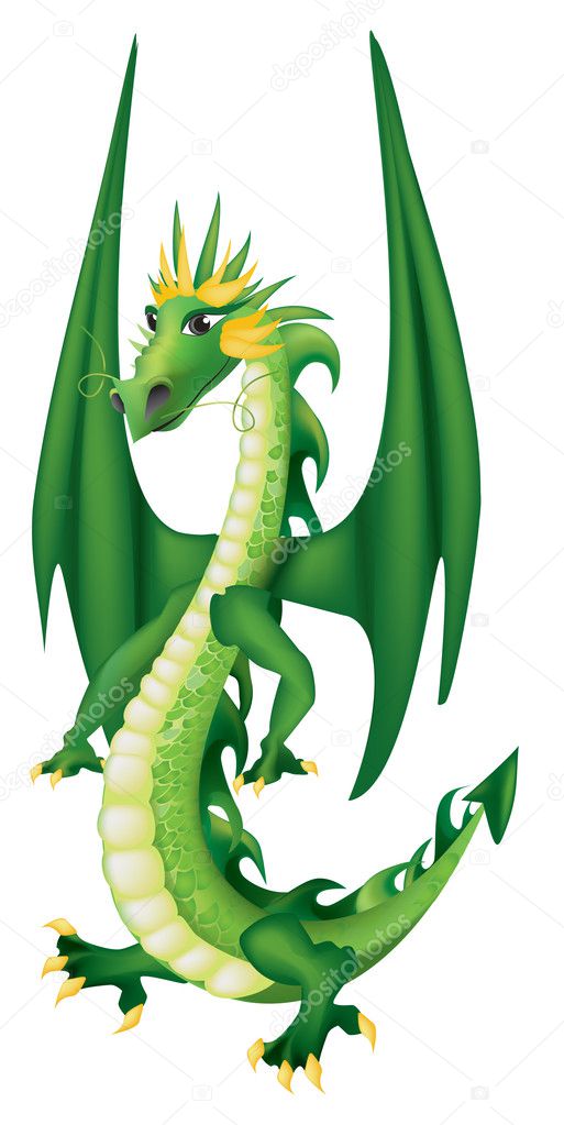 Cartoon green dragon