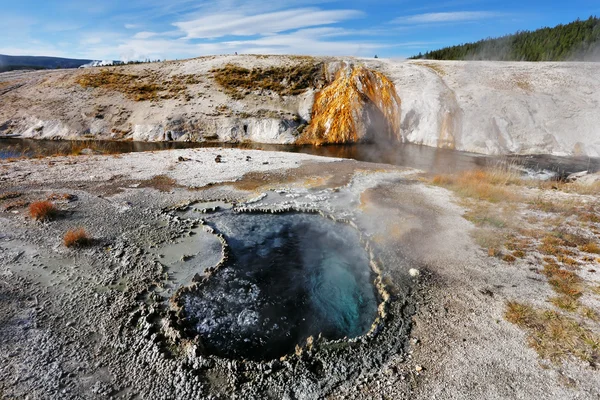 The fumaroles with hot water azure. — Stock Photo, Image