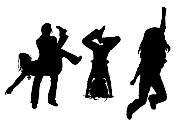 Διάνυσμα σιλουέτα χορεύοντας κορίτσι που απομονώνονται σε λευκό φόντο — Διανυσματικό Αρχείο