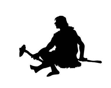 Vector silhouette primitive persons clipart