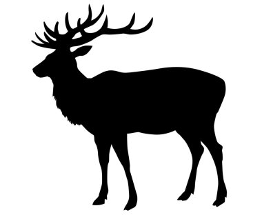 Vector silhouette deer on white background clipart