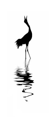 Vector silhouette of the crane on white background clipart