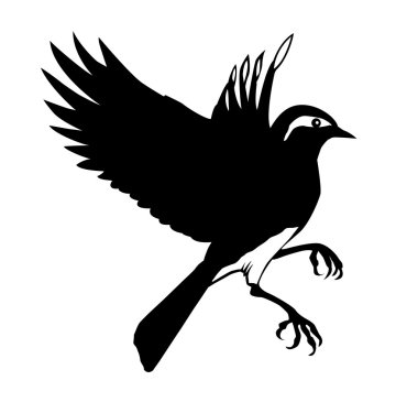 Vector silhouette of the small bird on white background clipart