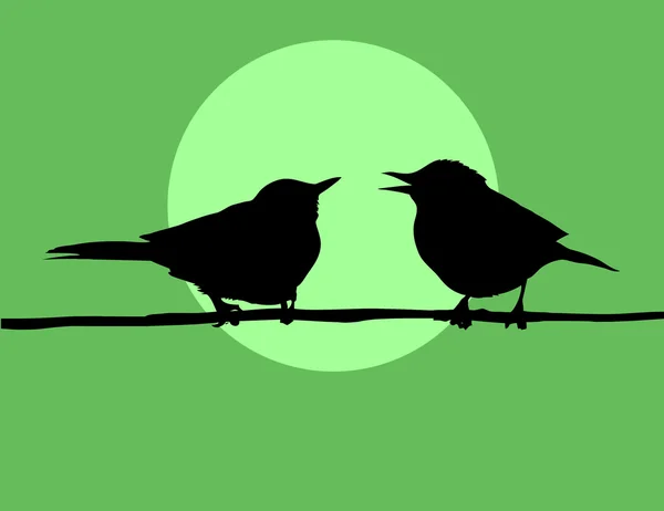 Σιλουέτα δύο πουλιά την Κυρ φόντο — Διανυσματικό Αρχείο