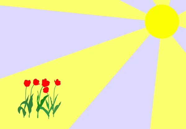 Illustrazione vettoriale tulipano illuminato sole — Vettoriale Stock