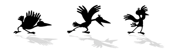 Silhouette vectorielle corbeaux drôles — Image vectorielle