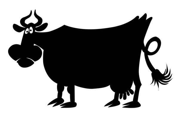 Vector silhouette of the cow on white background — Stock Vector