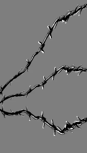 Ilustración vectorial del alambre de púas sobre fondo gris — Archivo Imágenes Vectoriales