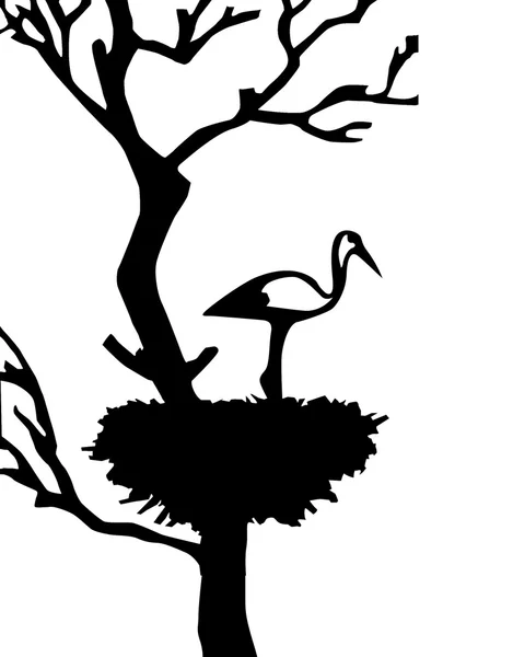 Ilustracja wektorowa żurawia w gniazdo — Wektor stockowy