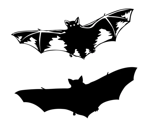 Silhouette vettoriale a pipistrello su sfondo bianco — Vettoriale Stock