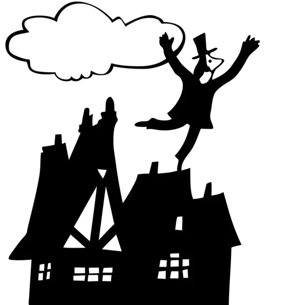 屋根の上の煙突掃除人 — ストックベクタ