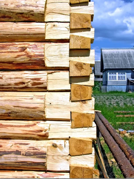 Construção do edifício de madeira — Fotografia de Stock