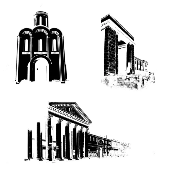 Edificios antiguos — Vector de stock
