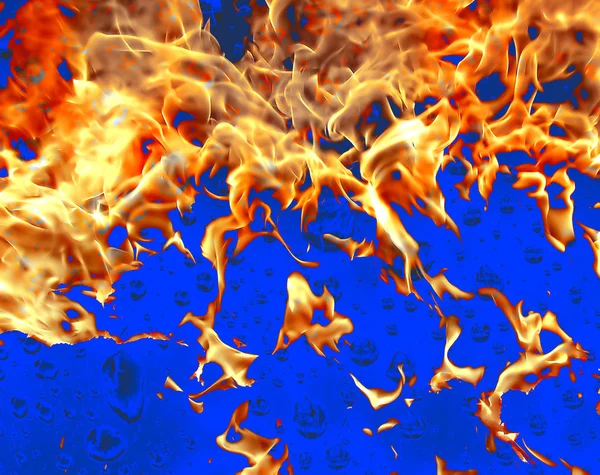 Fire on blue background — Stock Photo, Image