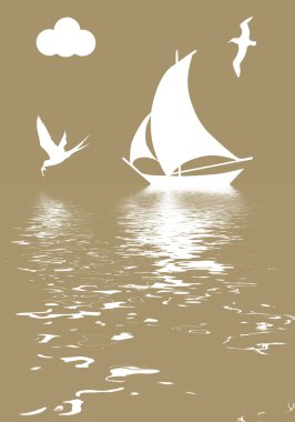 Sailboat in ocean clipart