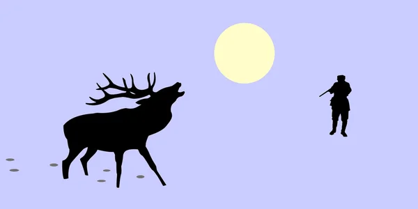 Huntsman and deer — Stock Vector
