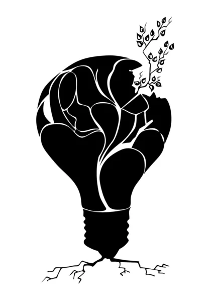 Drawing plant in light bulb — Stock Vector