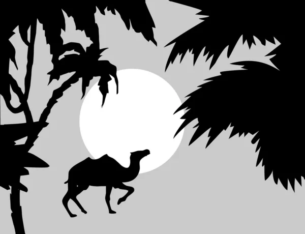 Тропический пейзаж с пальмами на переднем плане — стоковый вектор