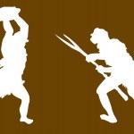 David And Goliath. Silhouette, Hand Drawn Stock Vector Image By ...