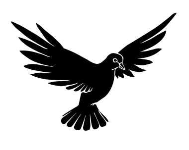 vector silhouette dove on white background clipart