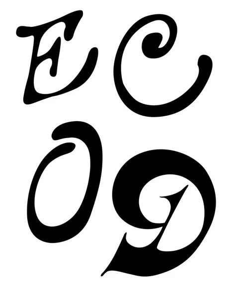 Διάνυσμα, γράμμα e, c, o, d σε άσπρο φόντο — Διανυσματικό Αρχείο