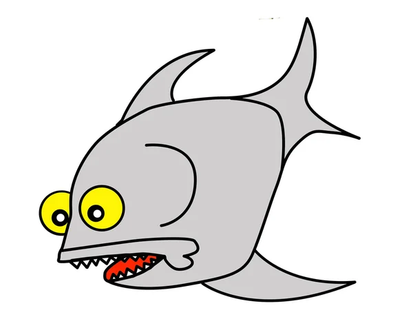 Silhouette vectorielle poisson sur fond blanc — Image vectorielle