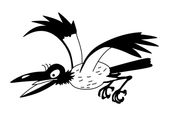 Vector dibujo cuervo volador sobre fondo blanco — Vector de stock