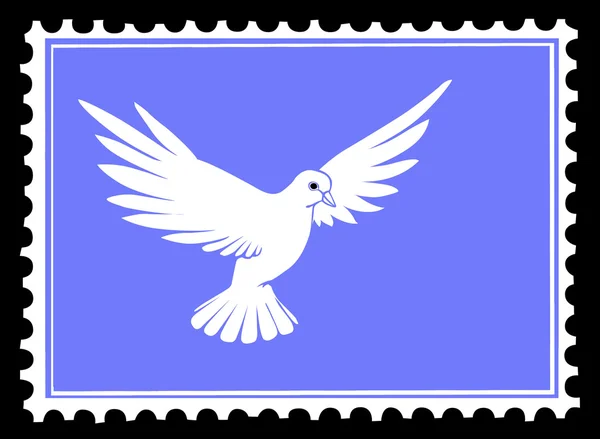 Vector drawing dove on postage stamps — Stock Vector