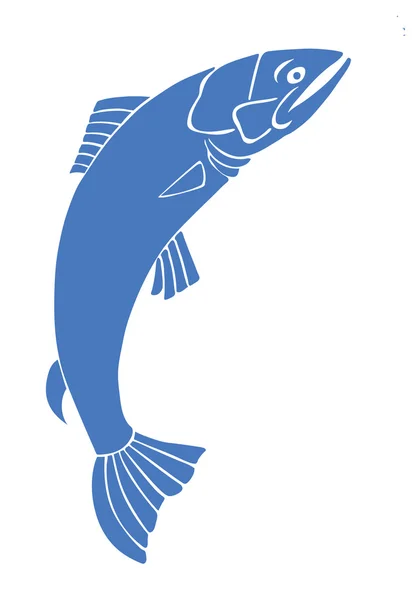 Vector silueta salmón sobre fondo blanco — Vector de stock